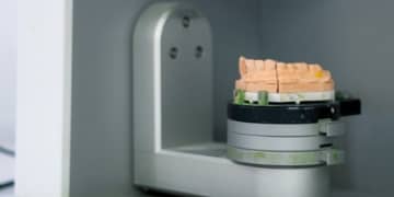 CAD/CAM Milling machine fabricating a full arch denture